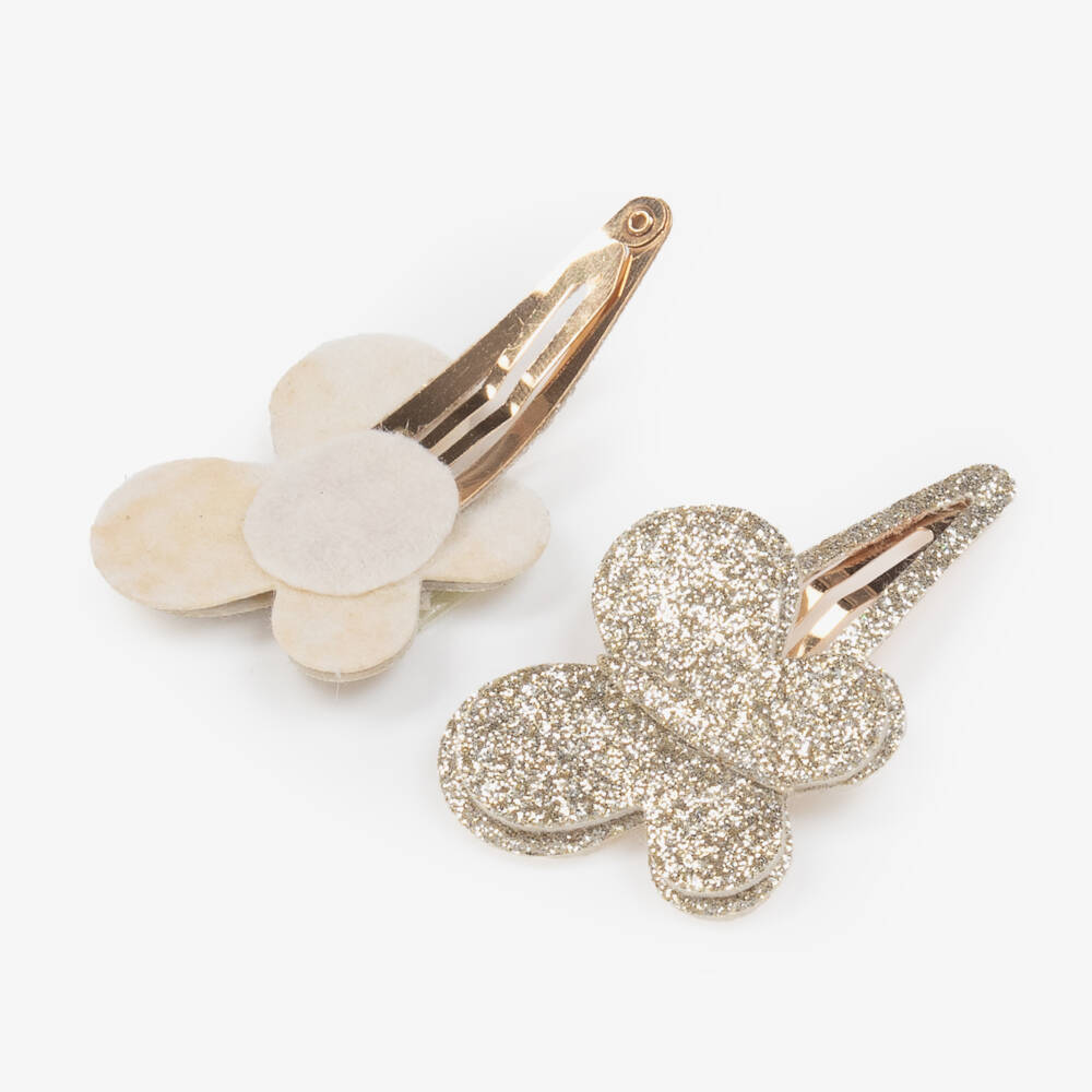 Tartine et Chocolat-Gold Shimmer Butterfly Clips Set | Childrensalon Outlet