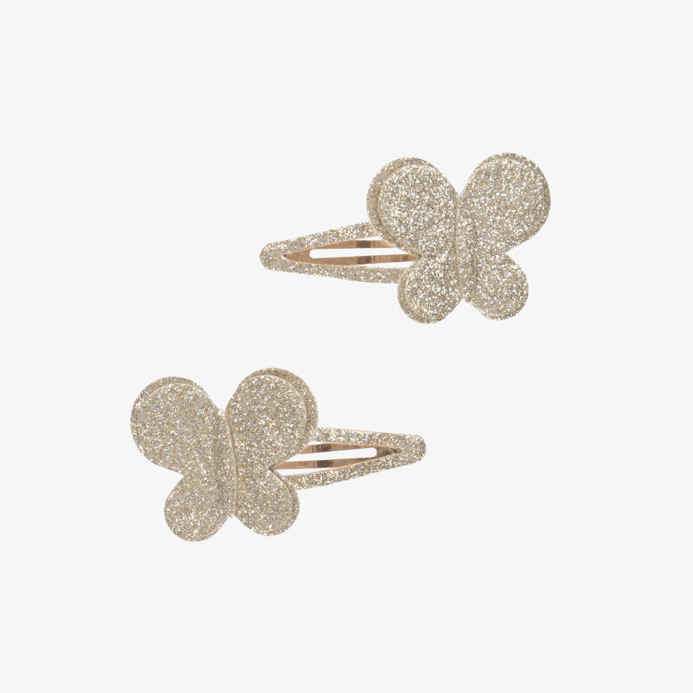 Tartine et Chocolat-Gold Shimmer Butterfly Clips Set | Childrensalon Outlet