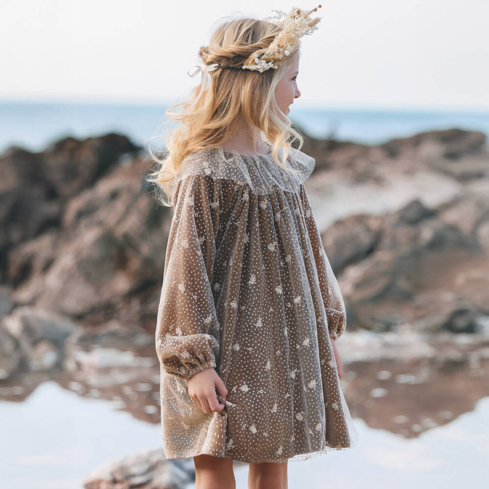 Tartine et Chocolat-Gold Tuelle Dress | Childrensalon Outlet