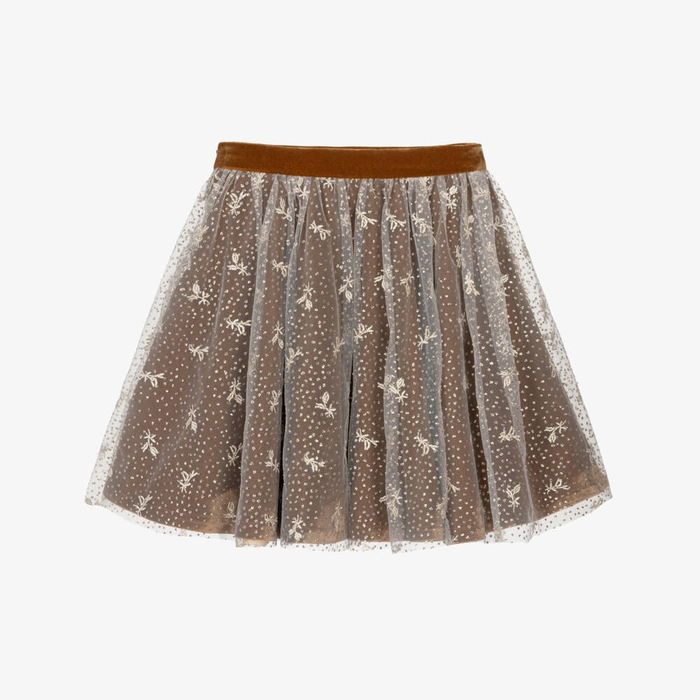 Tartine et Chocolat-Gold Tuelle Skirt | Childrensalon Outlet