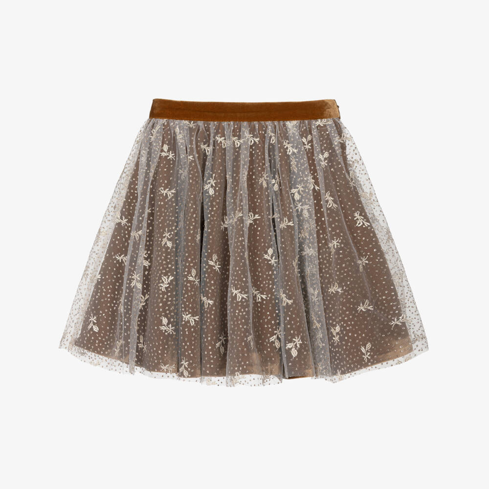 Tartine et Chocolat-Gold Tuelle Skirt | Childrensalon Outlet