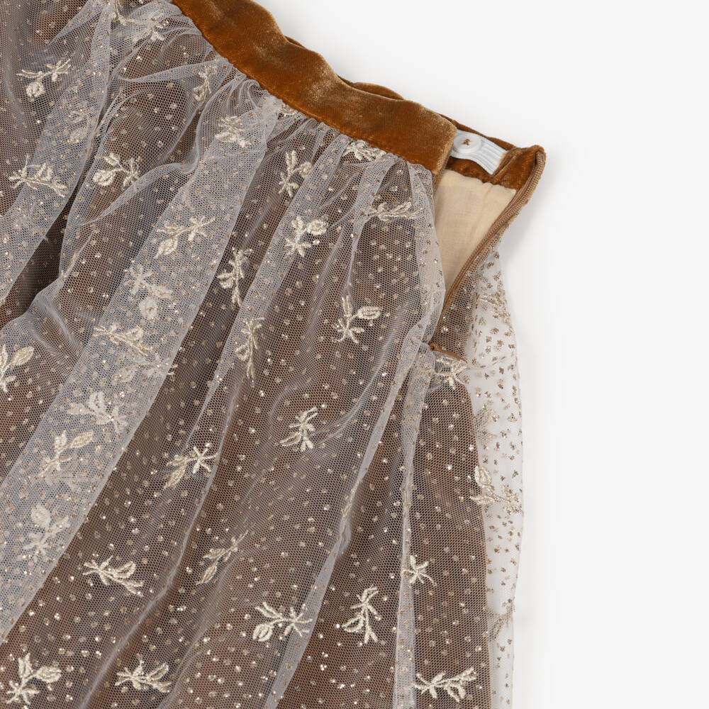 Tartine et Chocolat-Gold Tuelle Skirt | Childrensalon Outlet