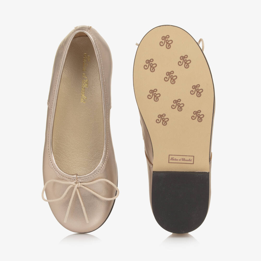 Tartine et Chocolat-Golden Leather Ballet Flats | Childrensalon Outlet