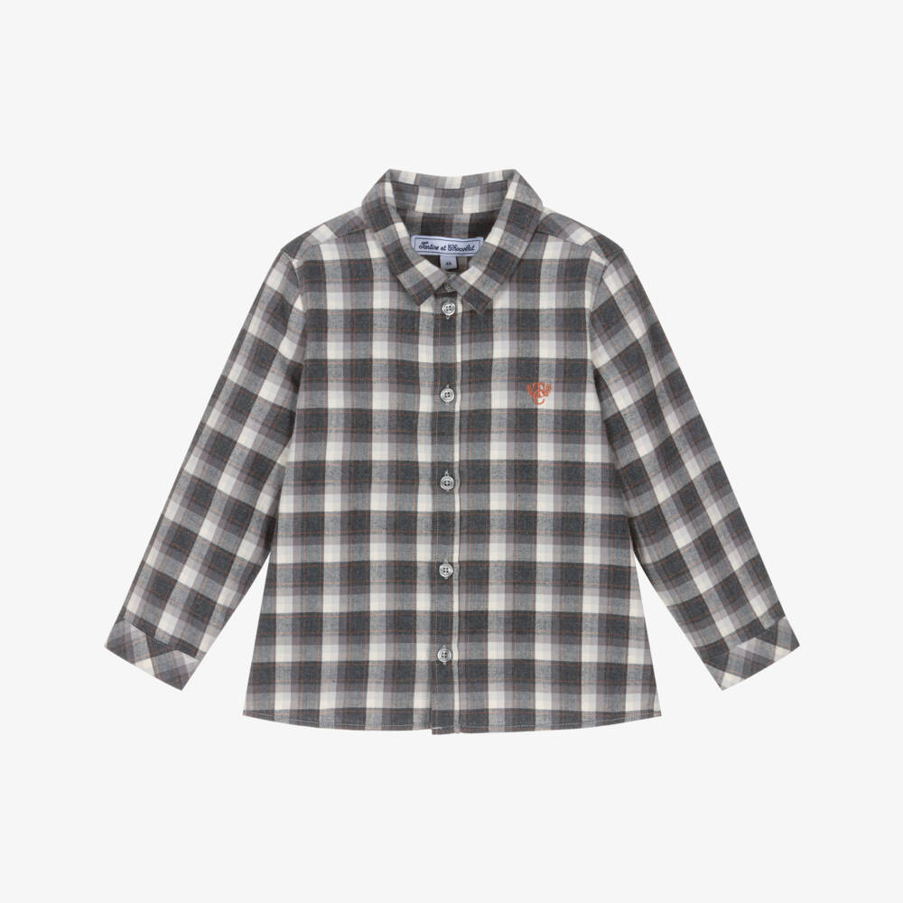 Tartine et Chocolat-Grey Check Shirt | Childrensalon Outlet