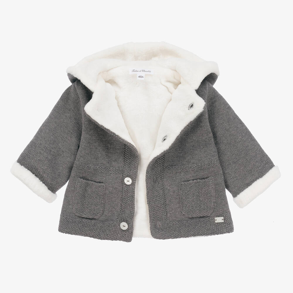 Tartine et Chocolat-Серое трикотажное пальто для коляски | Childrensalon Outlet