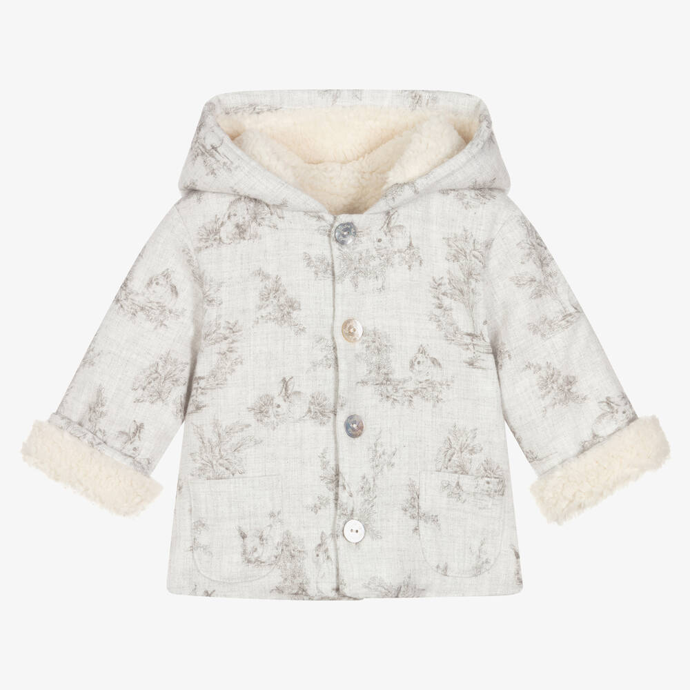 Tartine et Chocolat - Серое прогулочное пальто с капюшоном для малышей | Childrensalon