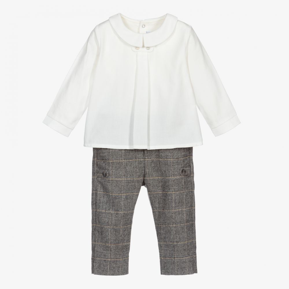 Tartine et Chocolat - Grey & Ivory Trouser Set | Childrensalon