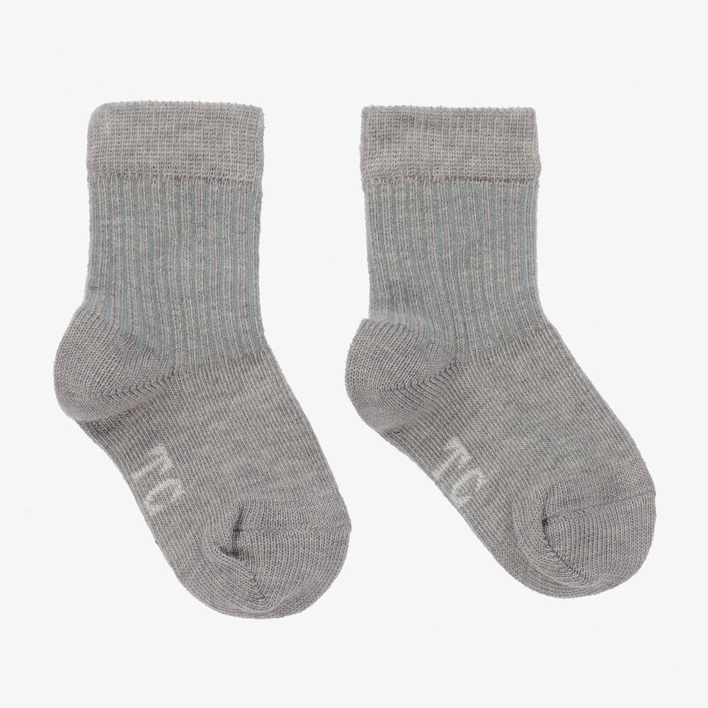 Tartine et Chocolat - Grey Knitted Cotton Socks | Childrensalon