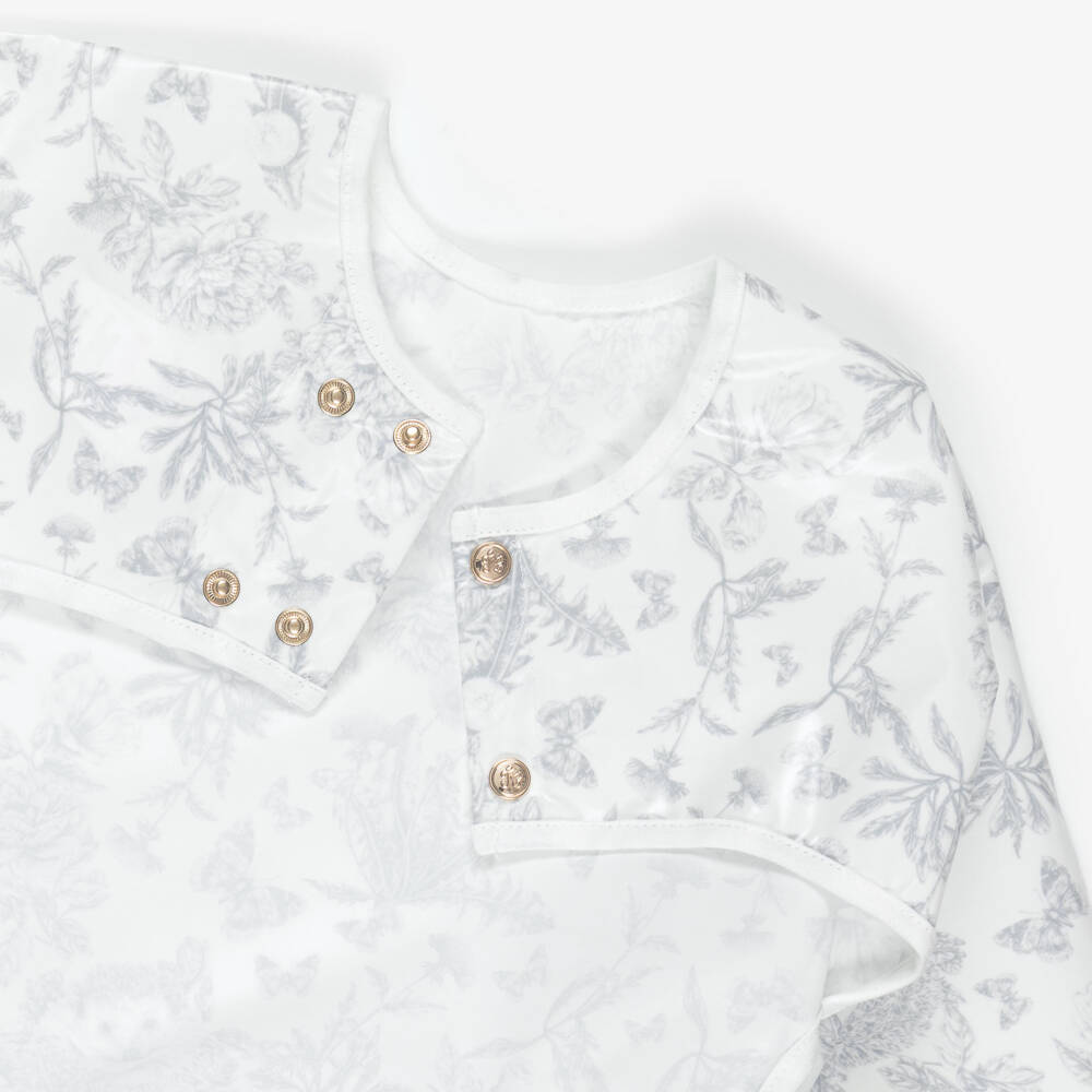 Tartine et Chocolat-Grey Toile De Jouy Apron Bib | Childrensalon Outlet