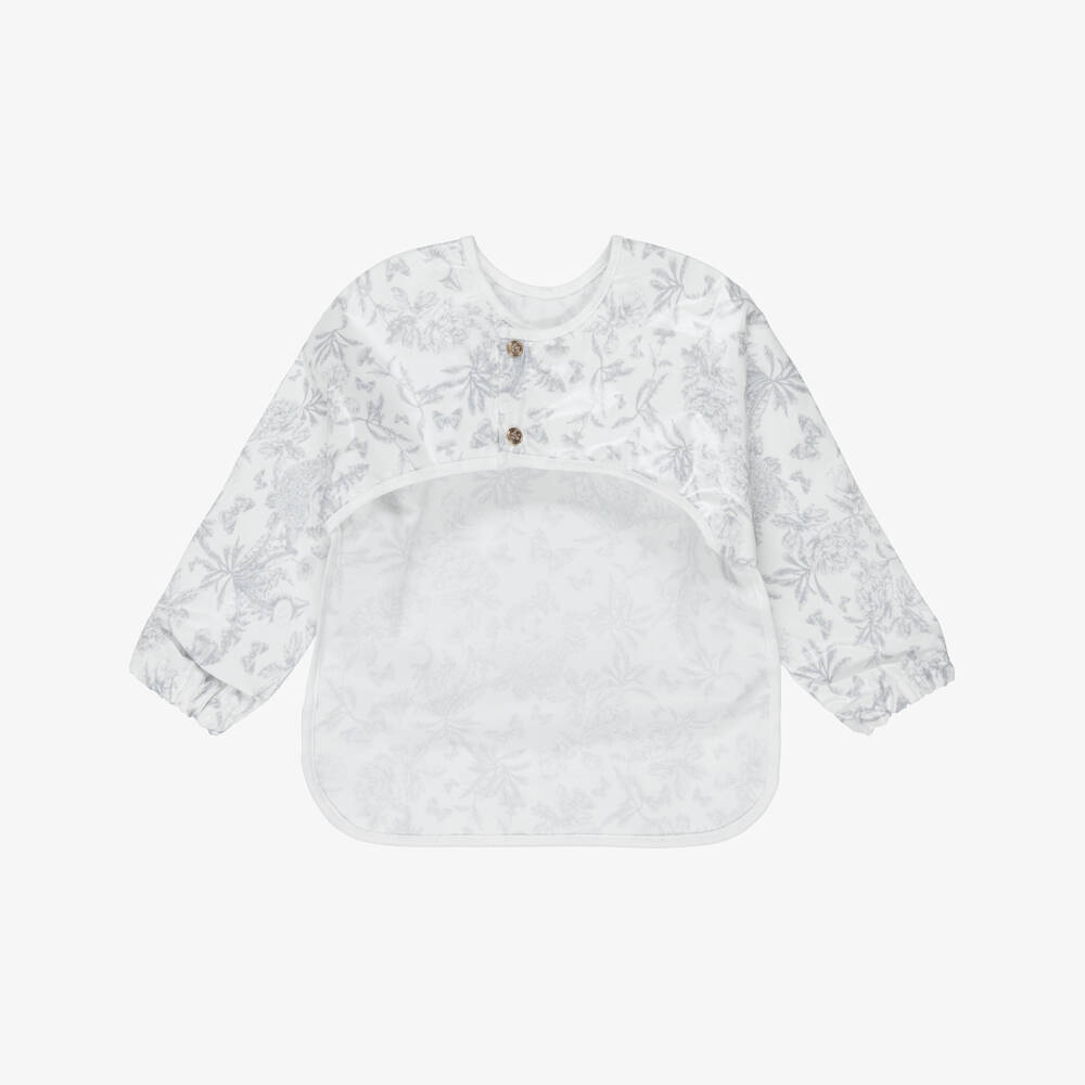 Tartine et Chocolat-Grey Toile De Jouy Apron Bib | Childrensalon Outlet