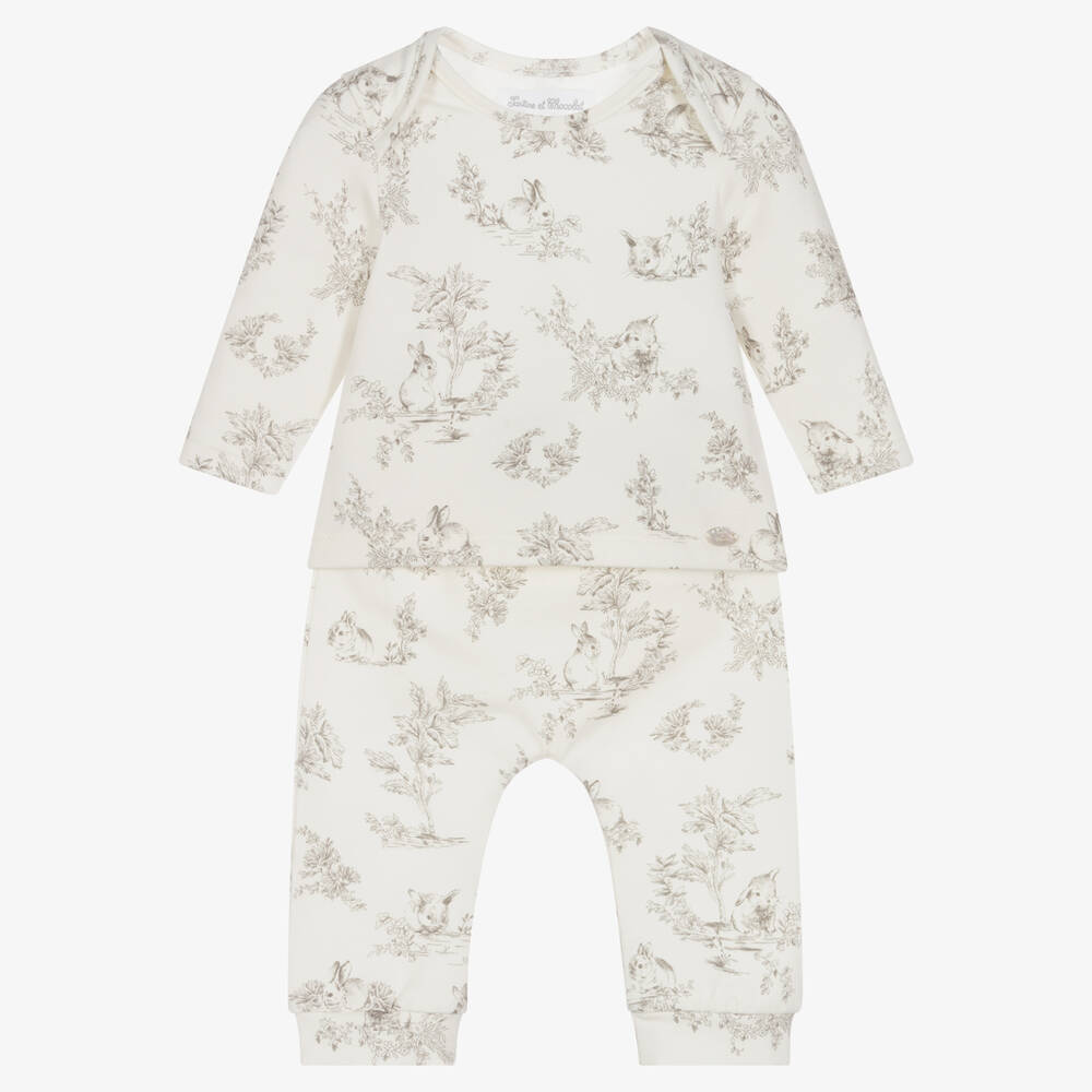 Tartine et Chocolat - Ivory Cotton Baby Pyjamas | Childrensalon