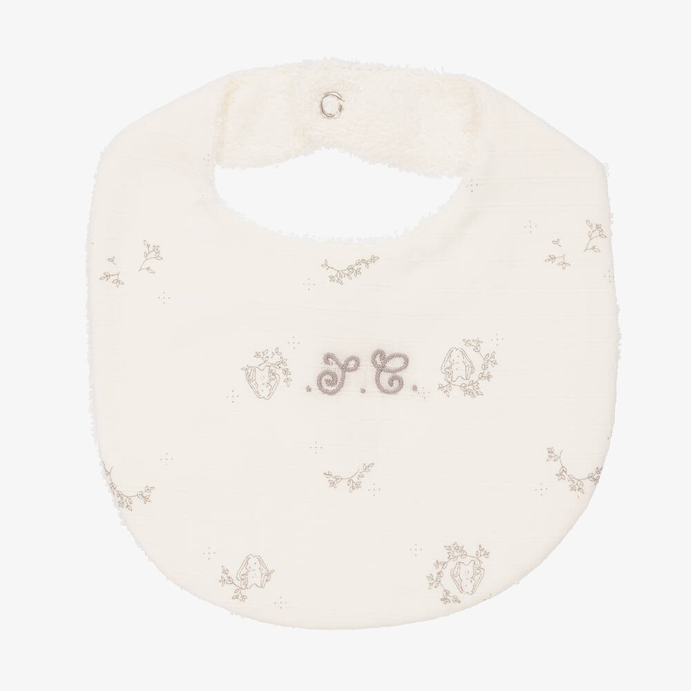 Tartine et Chocolat-Ivory Cotton Bunny Bib | Childrensalon Outlet