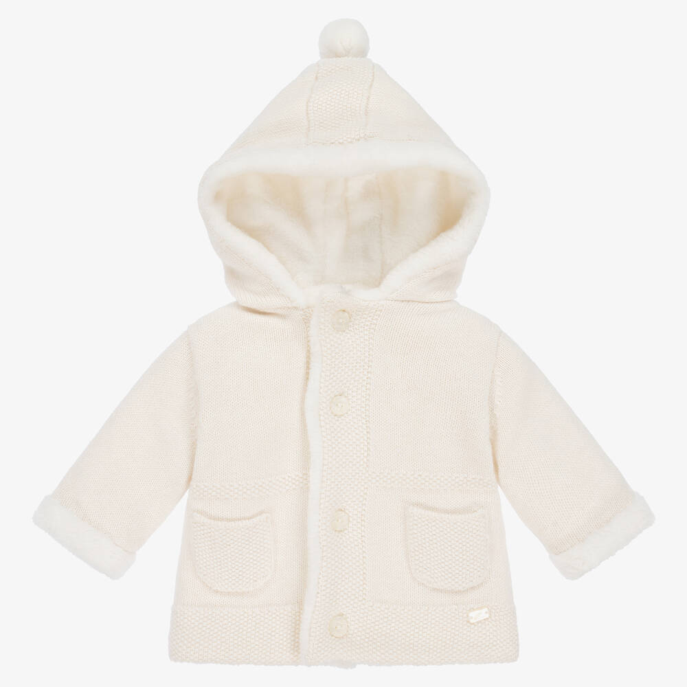 Tartine et Chocolat - Ivory Cotton Knit Baby Pram Coat | Childrensalon