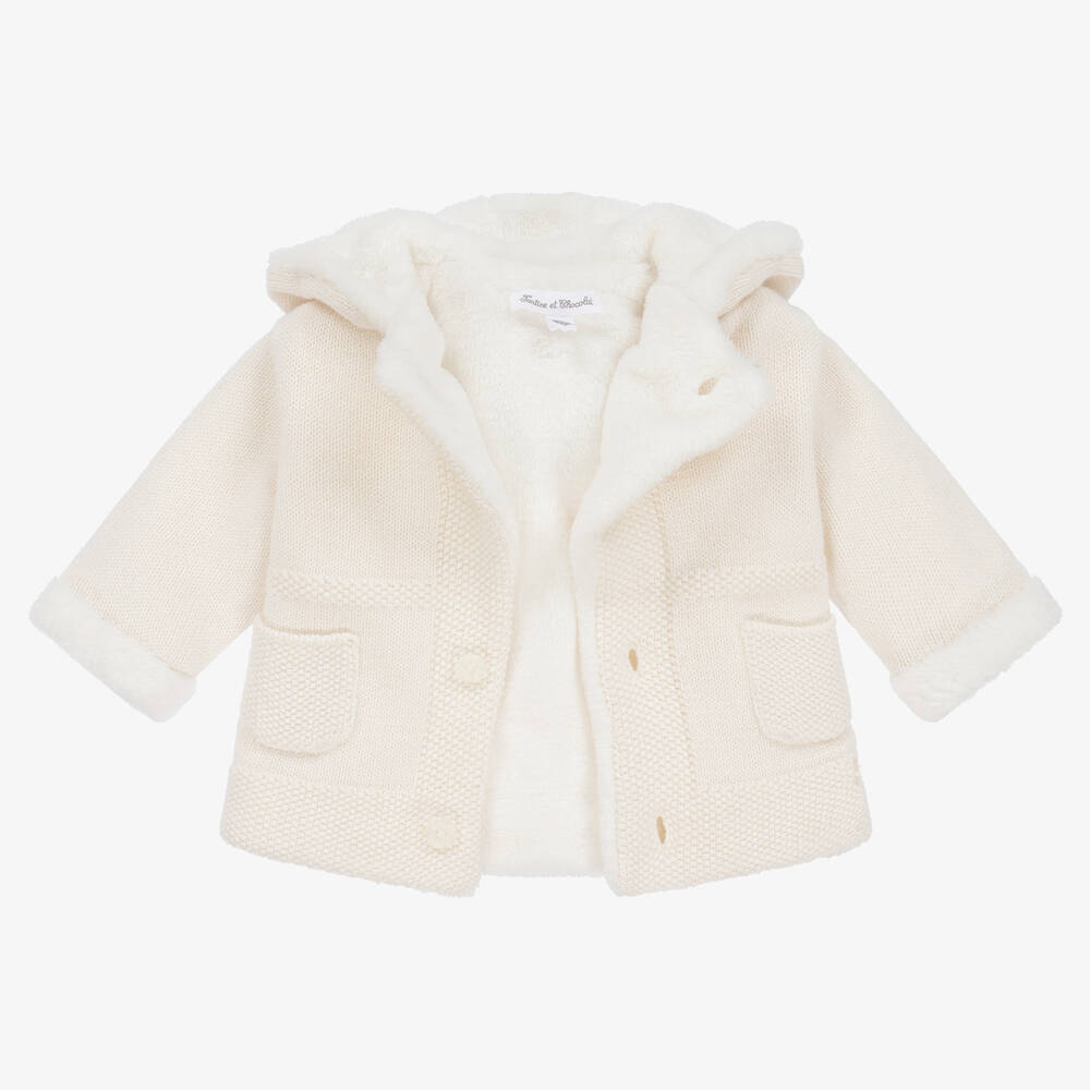 Tartine et Chocolat-Кремовое трикотажное пальто для коляски | Childrensalon Outlet