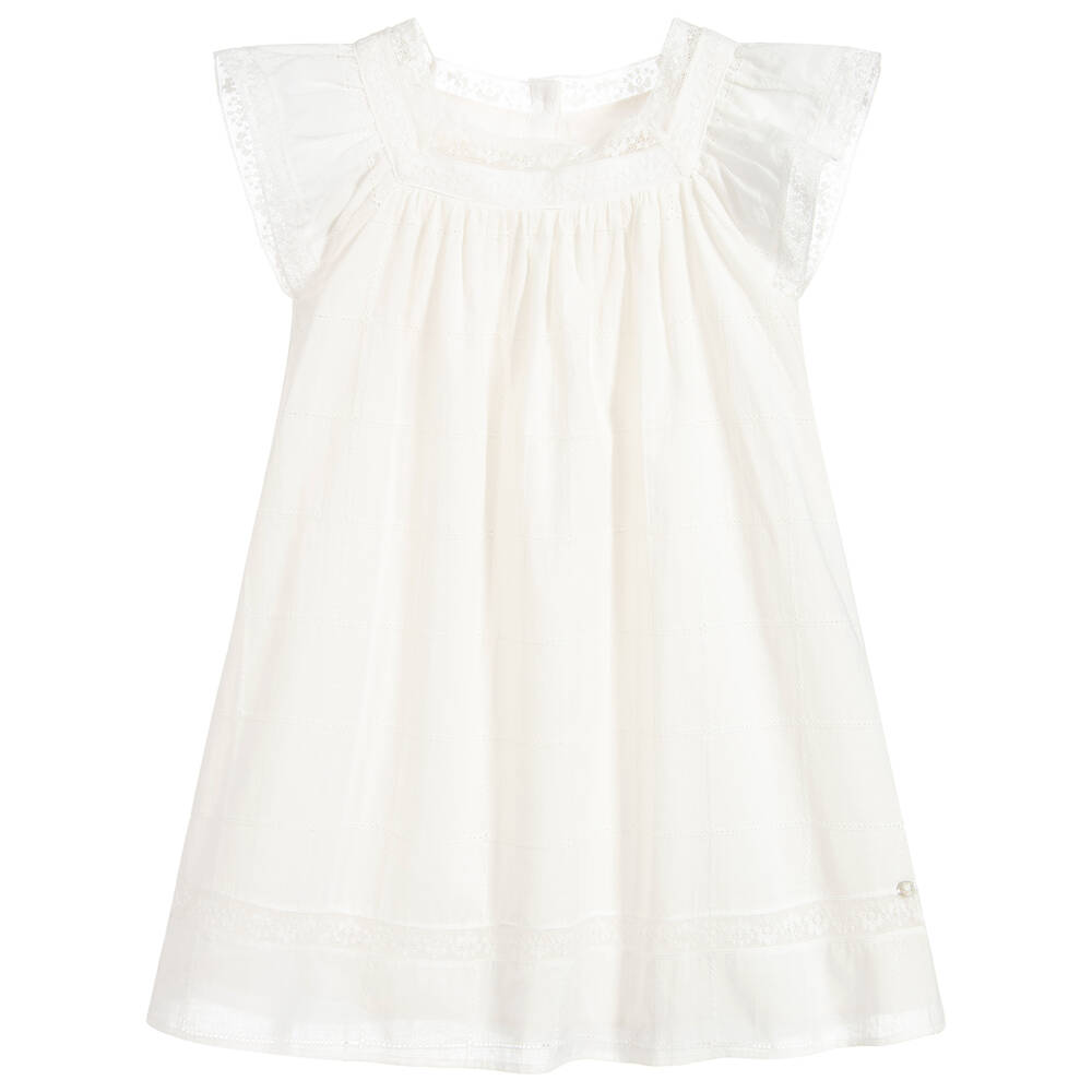 Tartine et Chocolat - Ivory Cotton & Lace Dress | Childrensalon