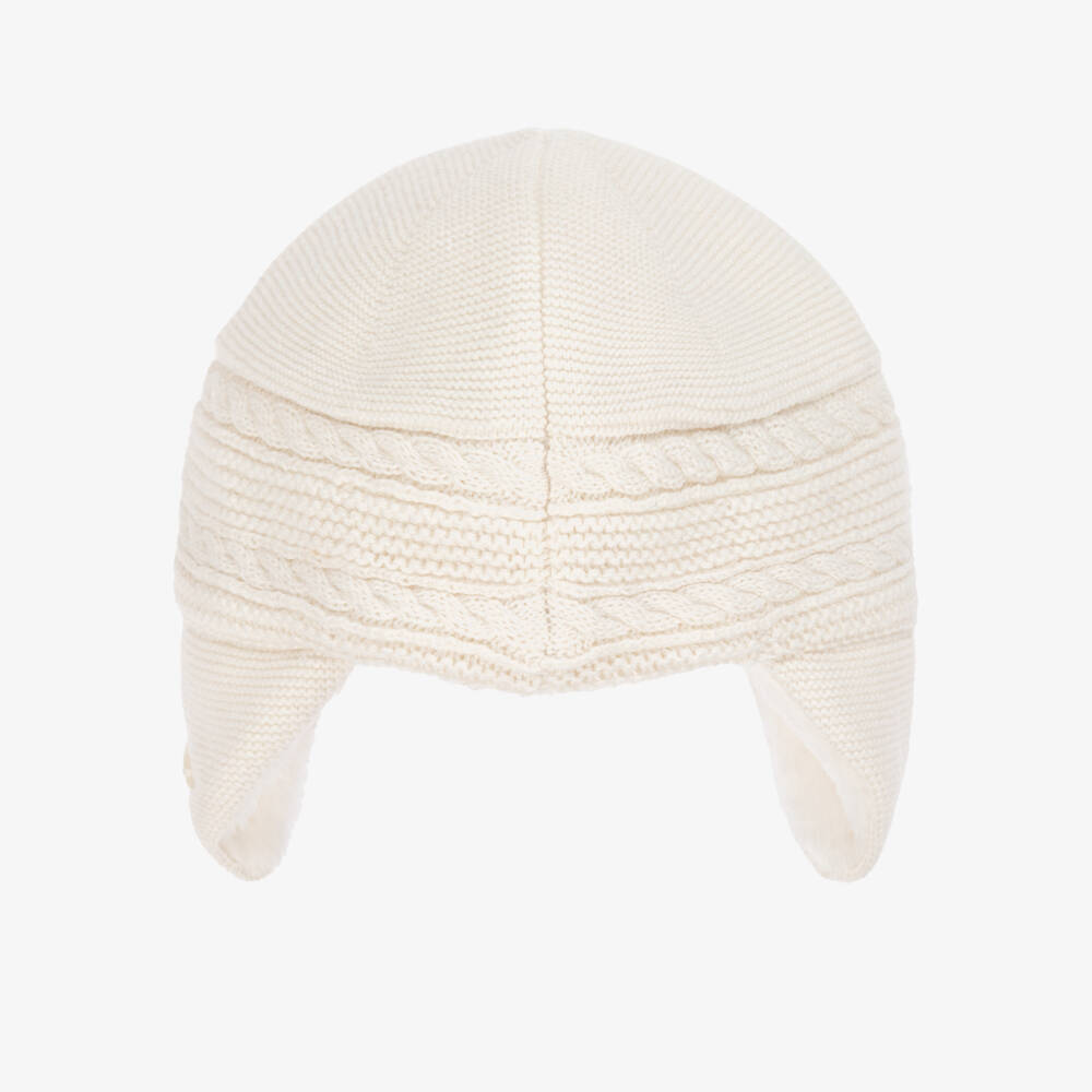 Tartine et Chocolat-Ivory Cotton, Wool & Cashmere Knitted Hat | Childrensalon Outlet