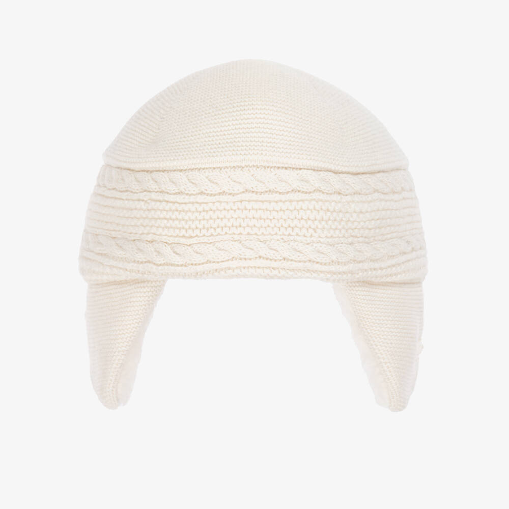 Tartine et Chocolat-Ivory Cotton, Wool & Cashmere Knitted Hat | Childrensalon Outlet