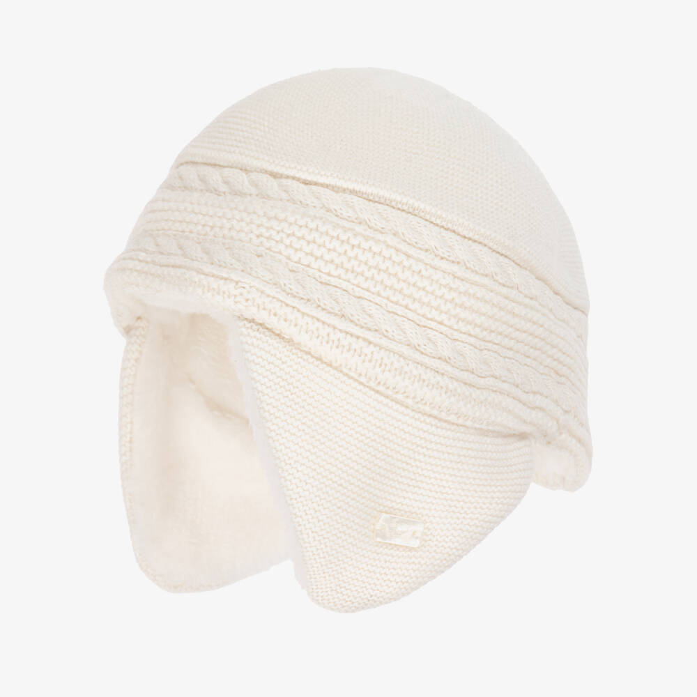 Tartine et Chocolat-Ivory Cotton, Wool & Cashmere Knitted Hat | Childrensalon Outlet