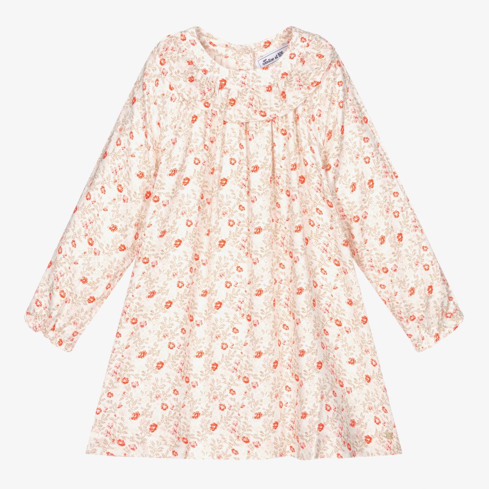 Tartine et Chocolat - Ivory Floral Printed Dress | Childrensalon