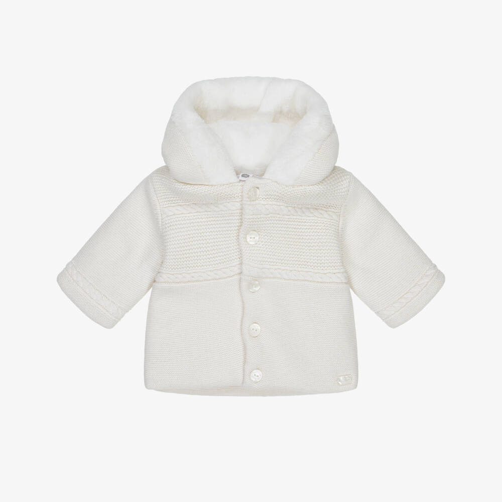 Tartine et Chocolat-Ivory Knitted Cotton Pram Coat | Childrensalon Outlet
