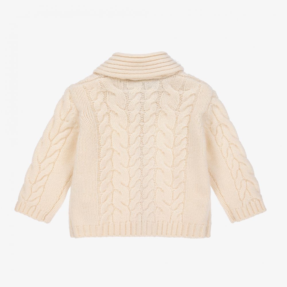 Tartine et Chocolat-كارديغان صوف مارينو محبوك لون عاجي للأولاد | Childrensalon Outlet