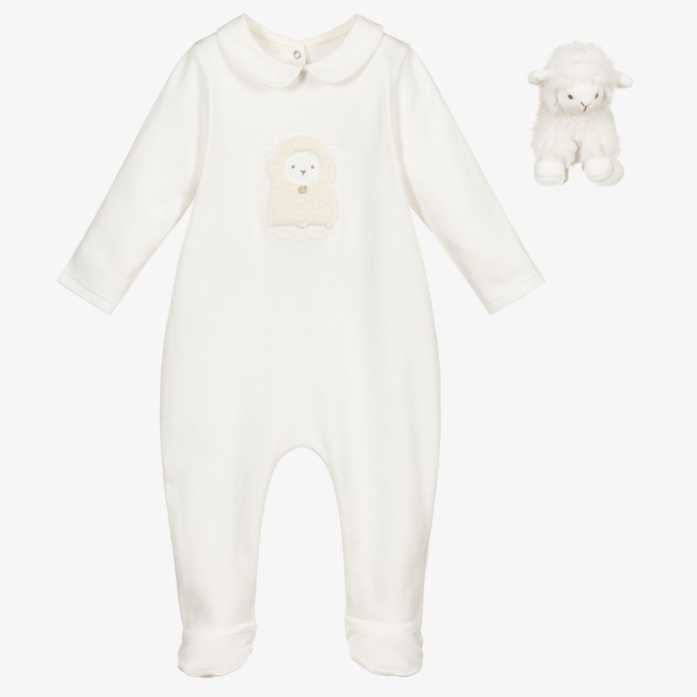 Tartine et Chocolat - Ivory Lamb Babysuit Gift Set | Childrensalon