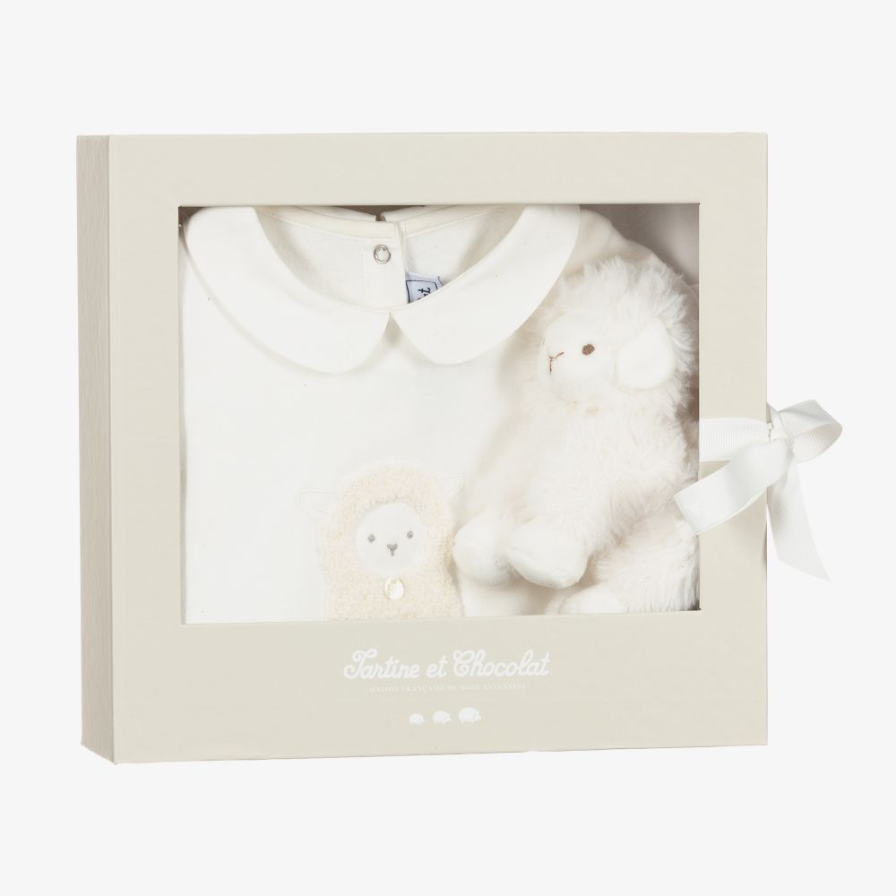 Tartine et Chocolat-Кремовый подарочный комплект с комбинезоном и ягненком | Childrensalon Outlet