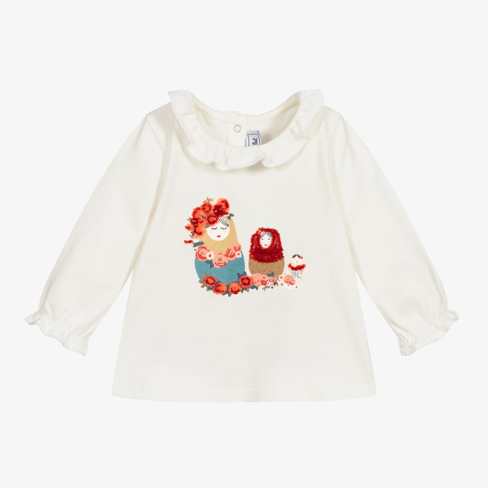 Tartine et Chocolat - Ivory Nesting Dolls Cotton Top | Childrensalon