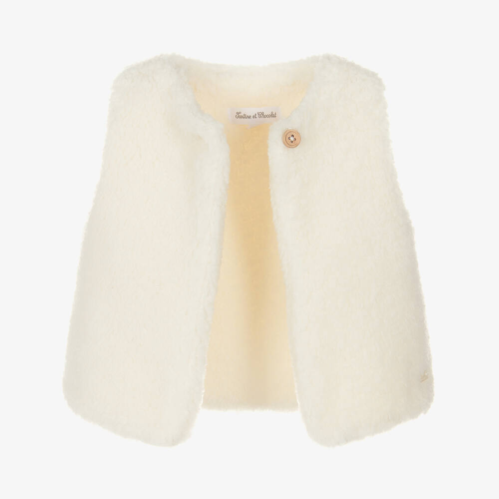 Tartine et Chocolat-Ivory Sherpa Fleece Gilet | Childrensalon Outlet