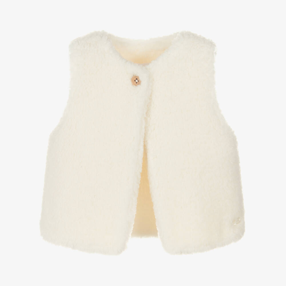 Tartine et Chocolat-Ivory Sherpa Fleece Gilet | Childrensalon Outlet