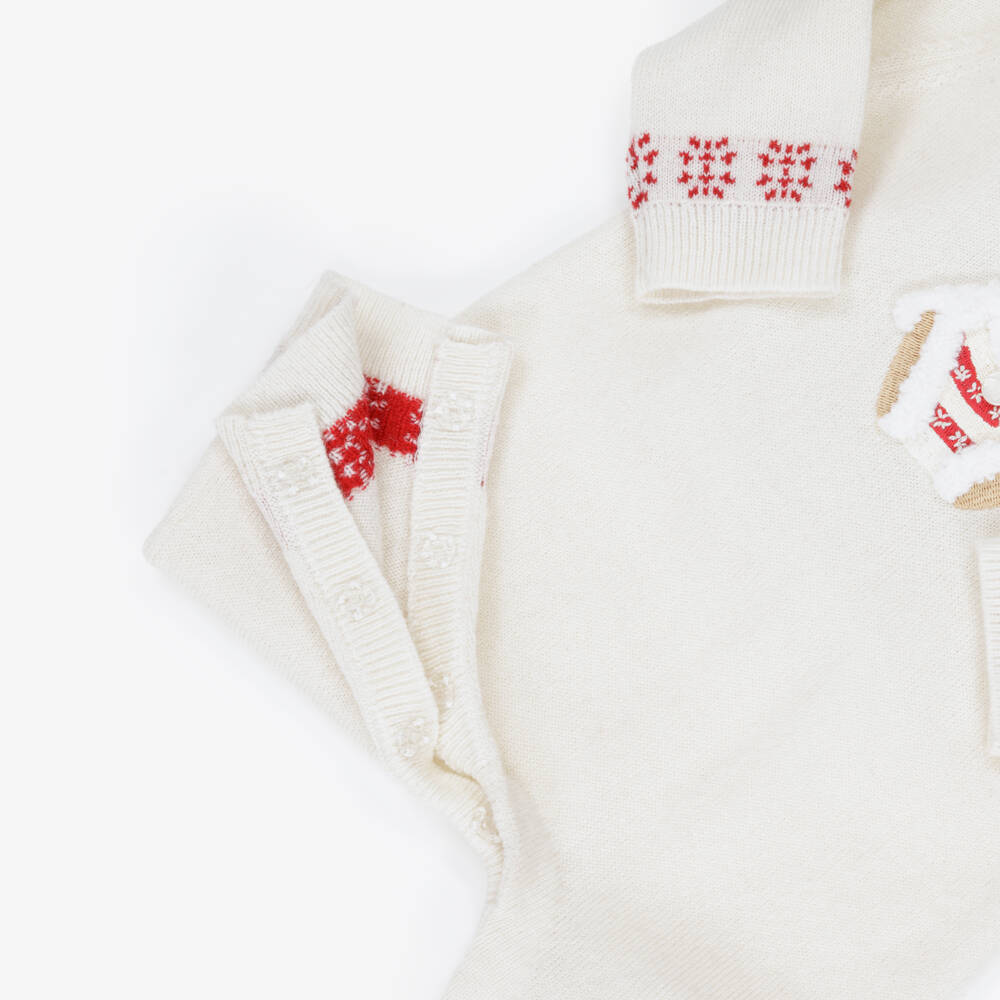 Tartine et Chocolat-Ivory Wool & Cashmere Knitted Bunny Romper | Childrensalon Outlet