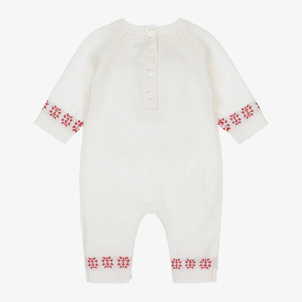 Tartine et Chocolat-Ivory Wool & Cashmere Knitted Bunny Romper | Childrensalon Outlet