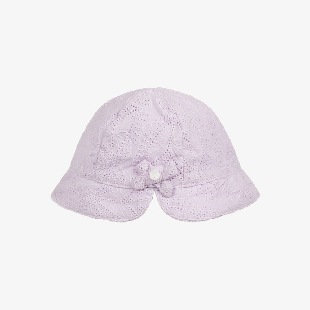 Tartine et Chocolat-Lilac Broderie Lace Sun Hat | Childrensalon Outlet