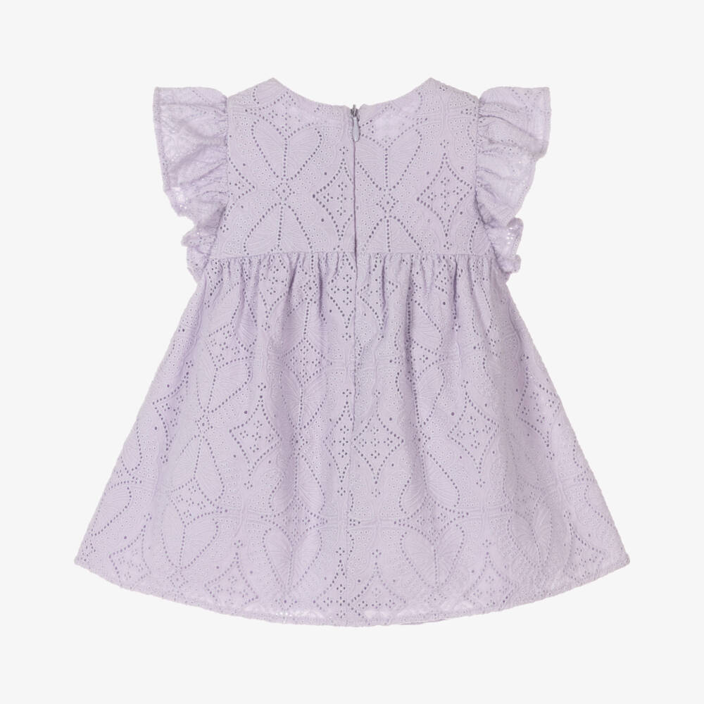 Tartine et Chocolat-Lilac Lace Broderie Dress for Girls | Childrensalon Outlet