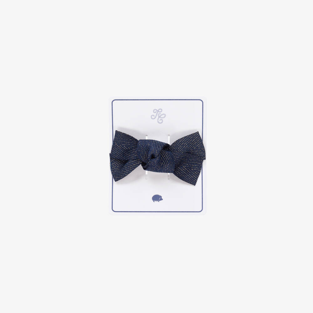 Tartine et Chocolat-Navy Blue Bow Hair Clip (7cm) | Childrensalon Outlet