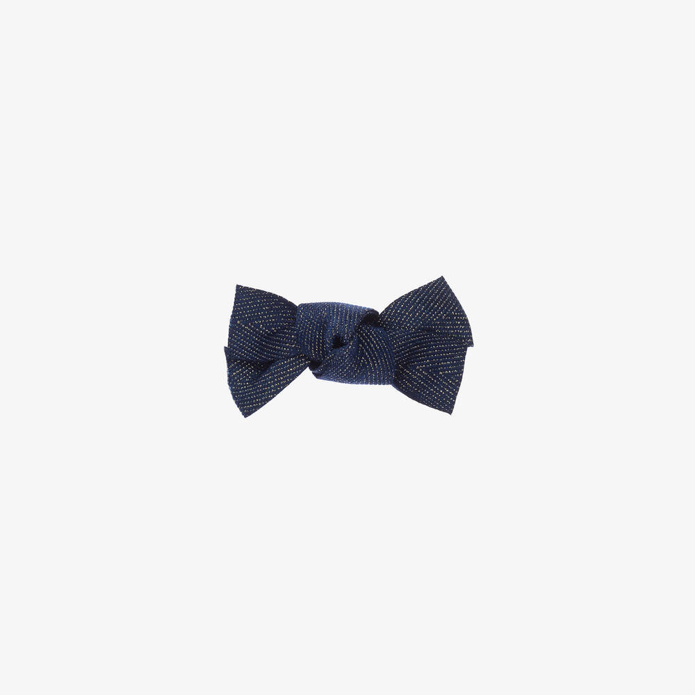 Tartine et Chocolat - Navy Blue Bow Hair Clip (7cm) | Childrensalon