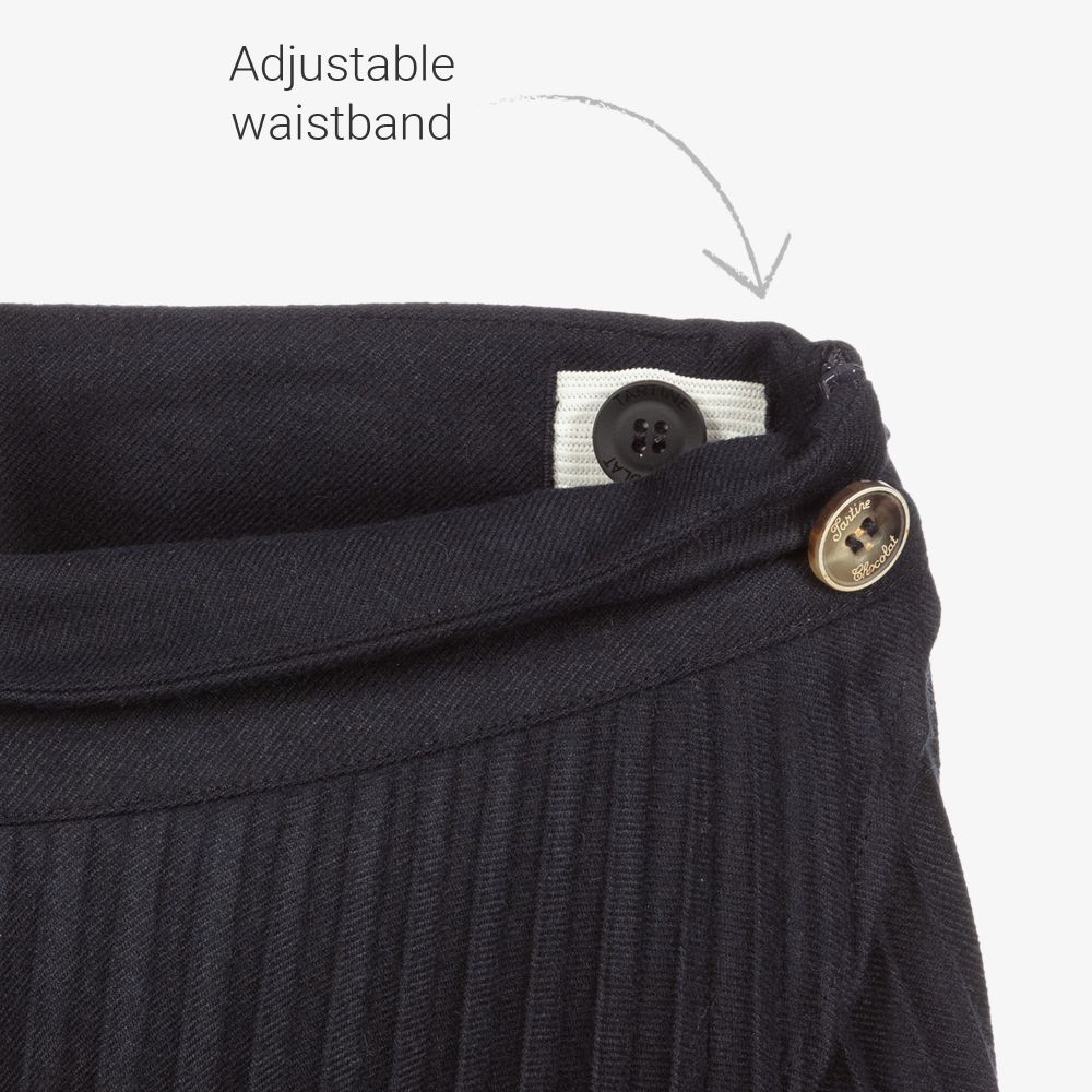 Tartine et Chocolat-Синяя плиссированная юбка | Childrensalon Outlet