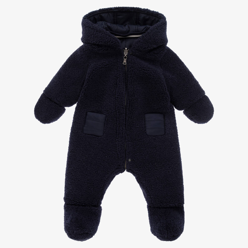 Tartine et Chocolat-Navy Blue Reversible Puffer Snowsuit | Childrensalon Outlet