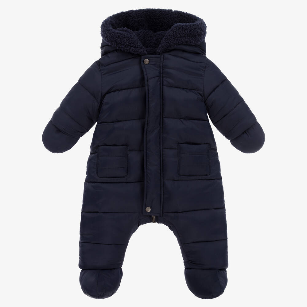 Tartine et Chocolat - Navy Blue Reversible Puffer Snowsuit | Childrensalon