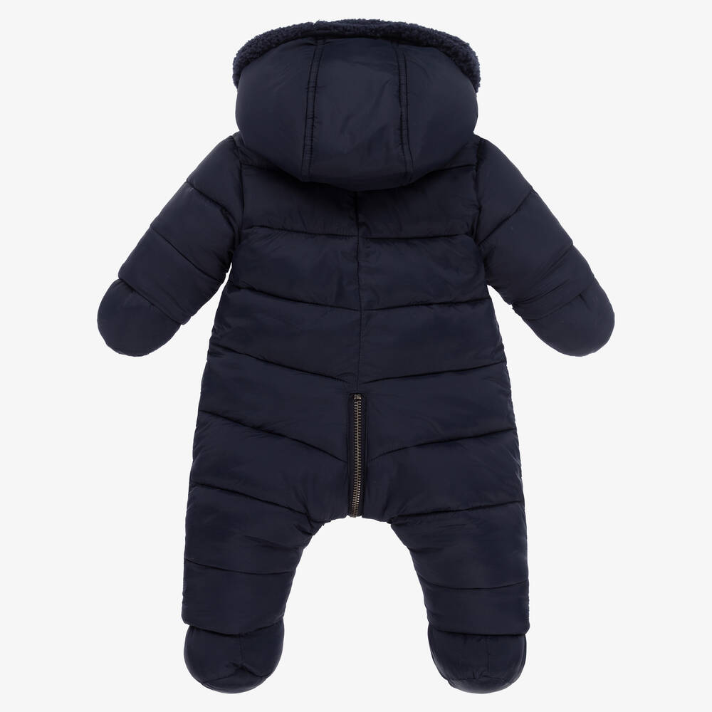 Tartine et Chocolat-Navy Blue Reversible Puffer Snowsuit | Childrensalon Outlet