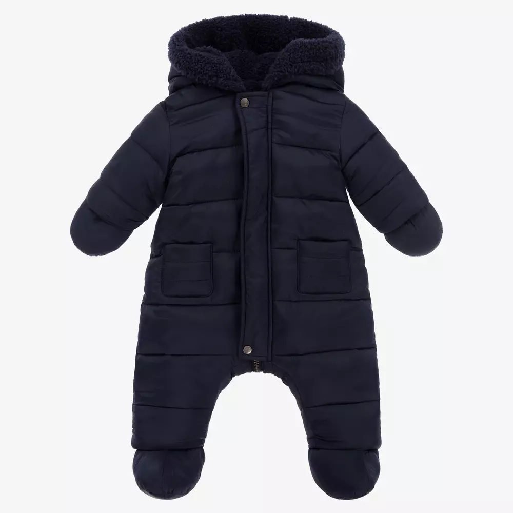Tartine et Chocolat-Navy Blue Reversible Puffer Snowsuit | Childrensalon Outlet