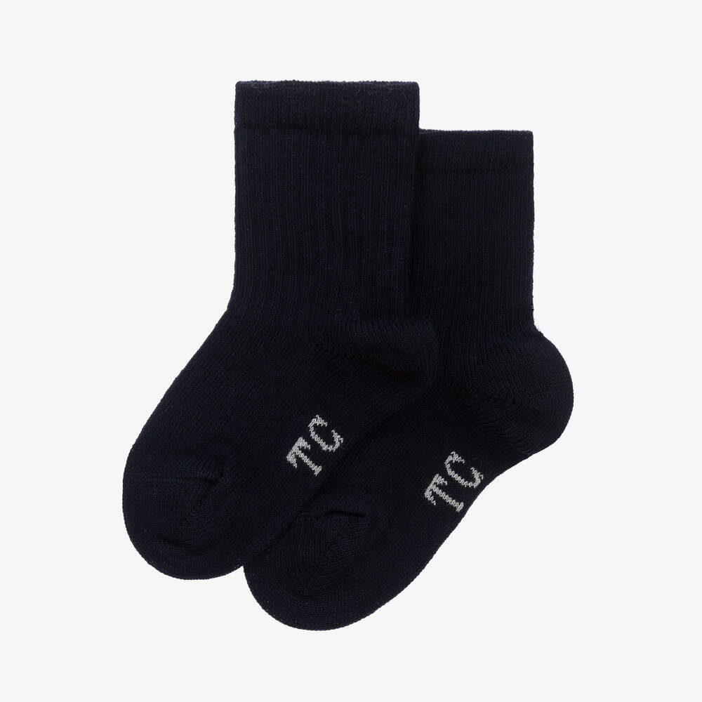 Tartine et Chocolat-Синие хлопковые носки в рубчик | Childrensalon Outlet