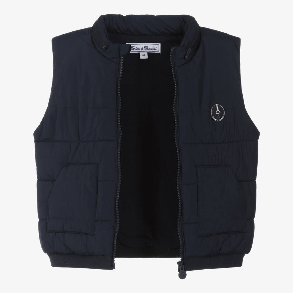 Tartine et Chocolat-Navy Padded Gilet | Childrensalon Outlet