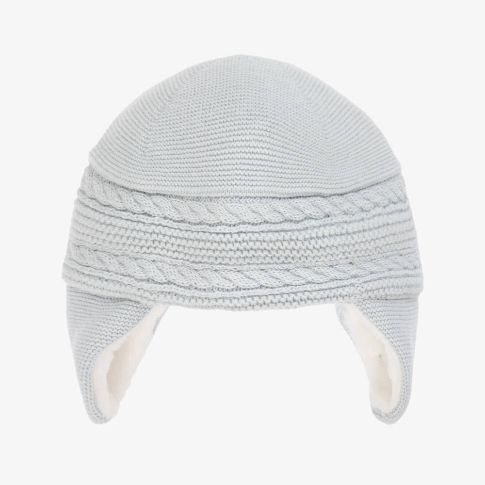 Tartine et Chocolat-Pale Blue Cotton, Wool & Cashmere Knitted Hat | Childrensalon Outlet