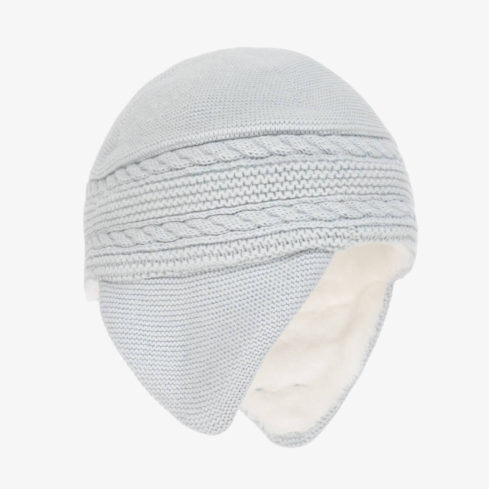 Tartine et Chocolat-Pale Blue Cotton, Wool & Cashmere Knitted Hat | Childrensalon Outlet