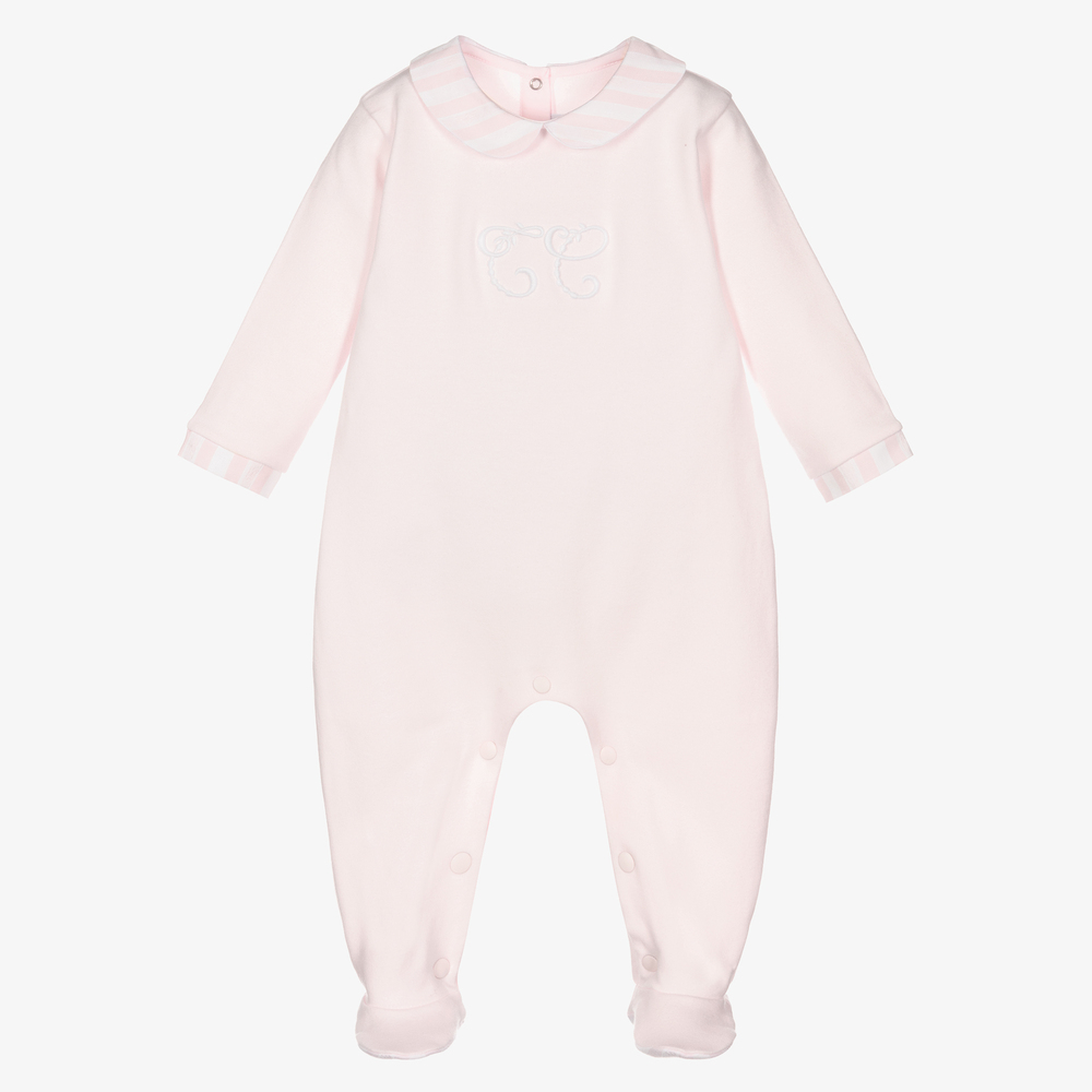 Tartine et Chocolat-Pink Cotton Logo Babygrow | Childrensalon Outlet