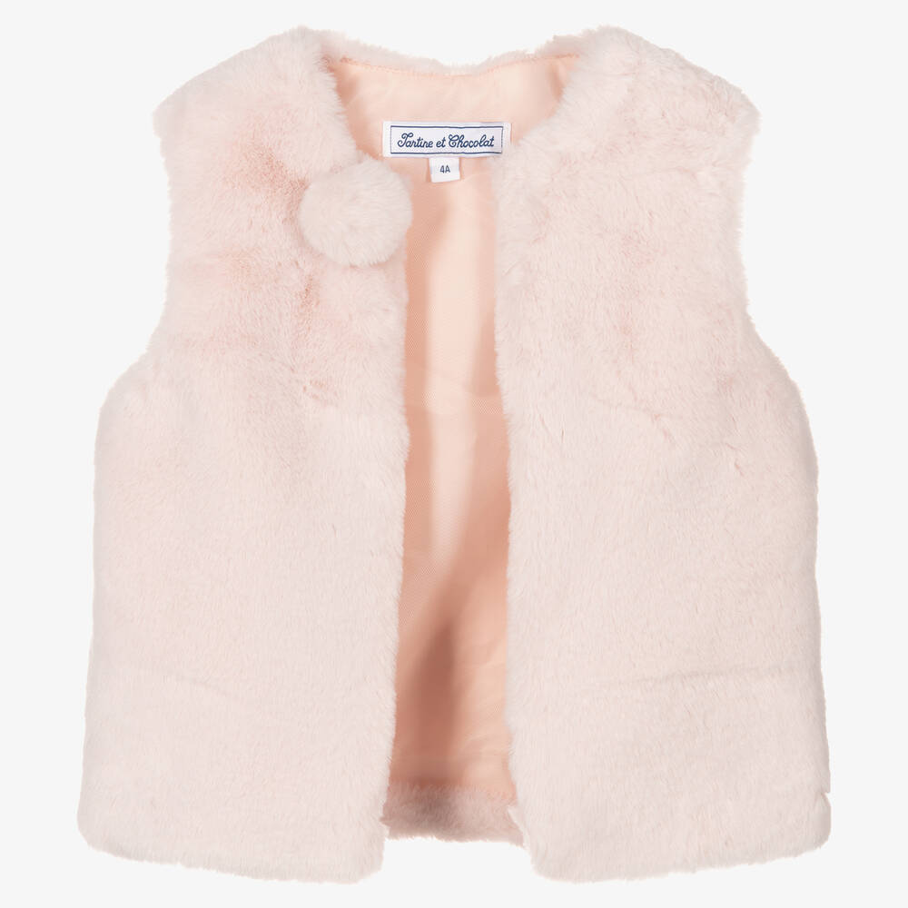 Tartine et Chocolat-Розовый жилет из искусственного меха | Childrensalon Outlet