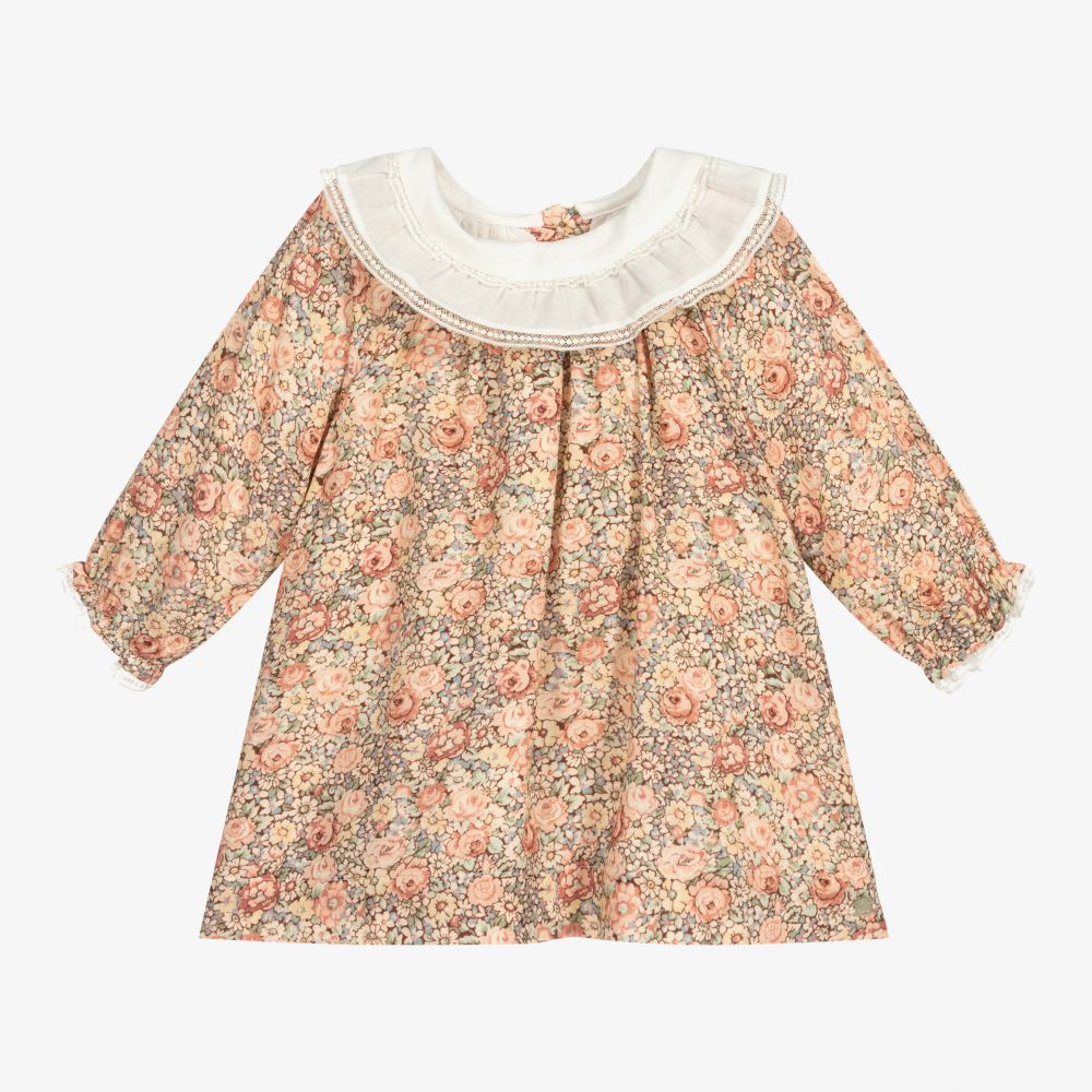 Tartine et Chocolat - Rosa Viskose-Kleid mit Blumen-Print  | Childrensalon