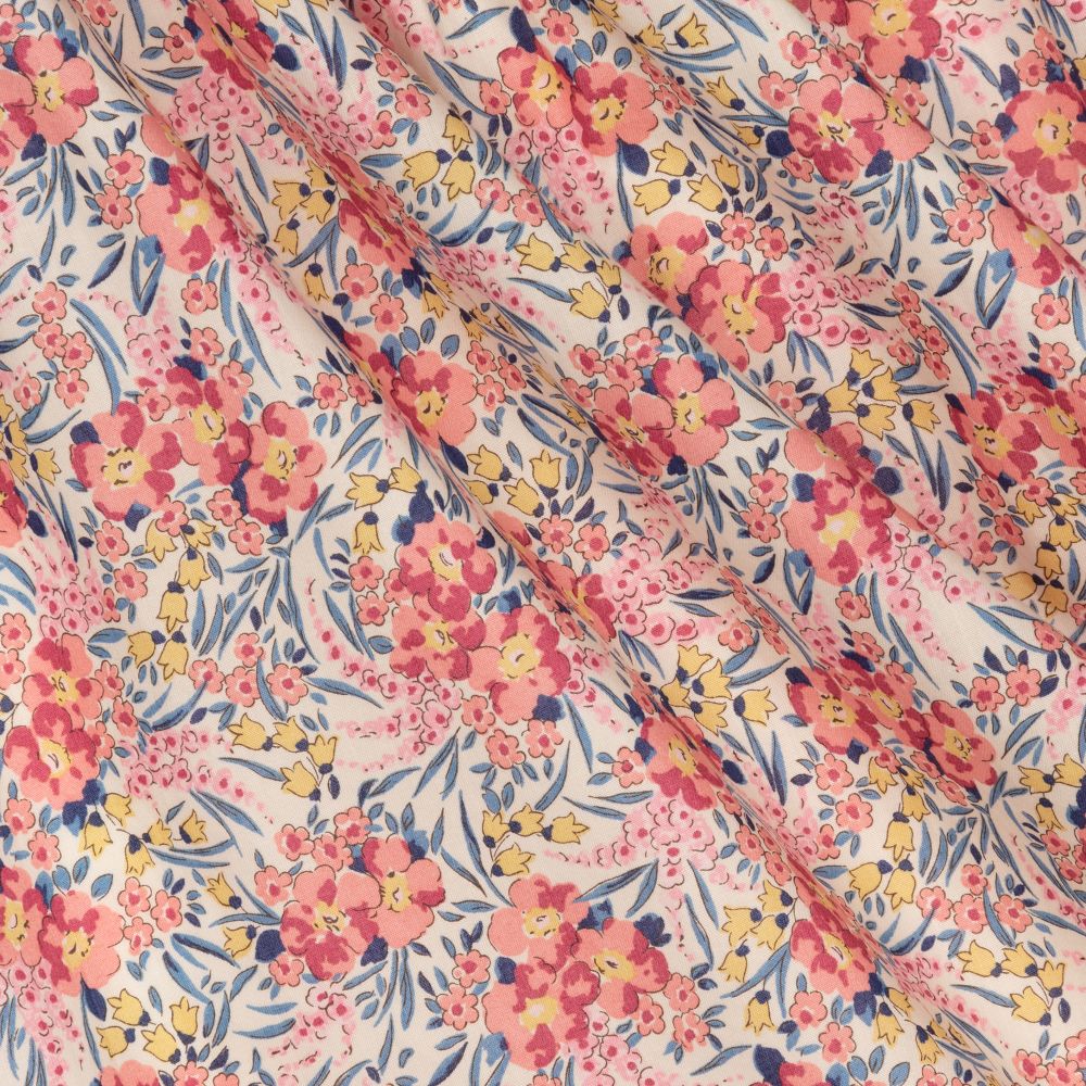 Tartine et Chocolat-فستان قطن ناما لاوان لون زهري بطبعة ورود | Childrensalon Outlet