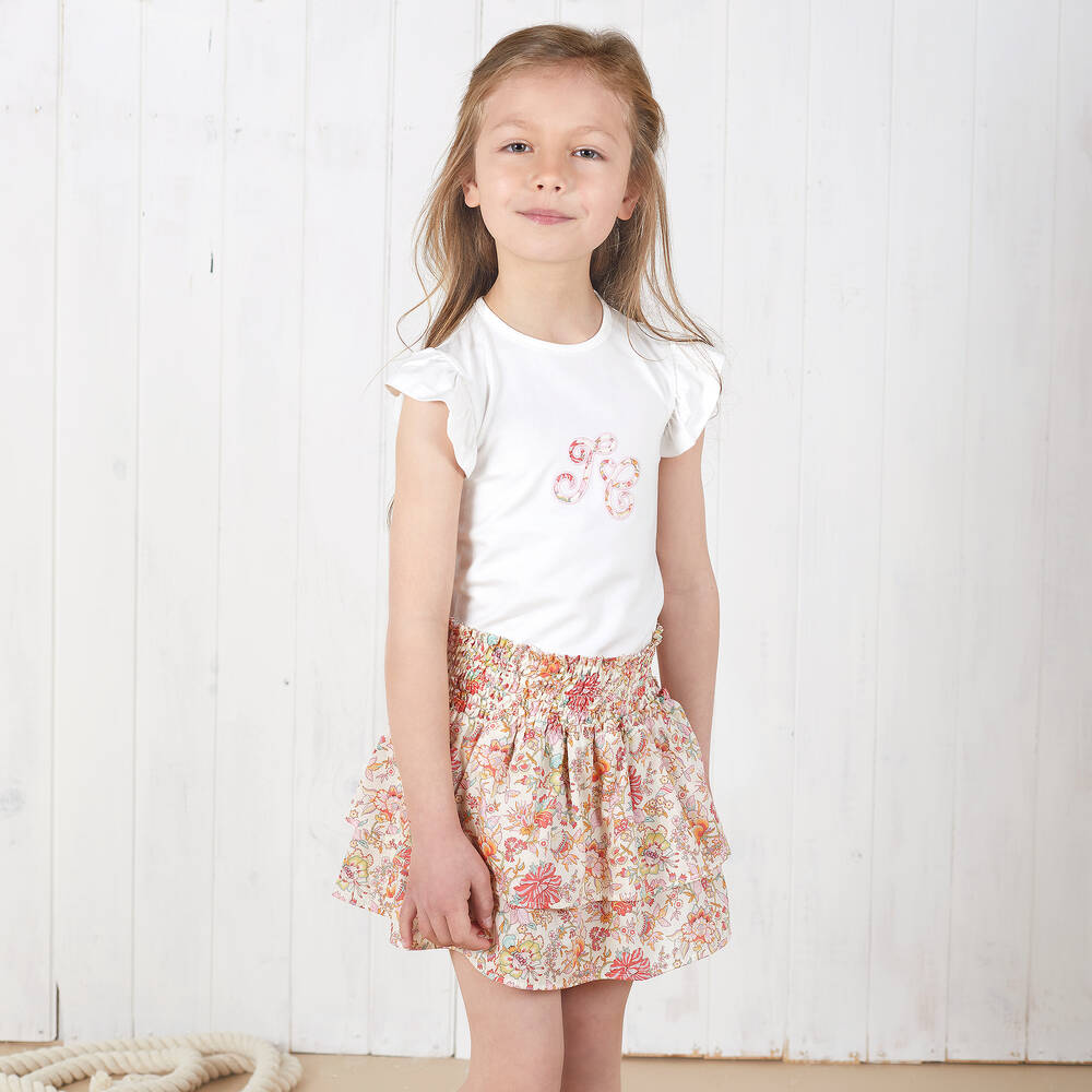 Tartine et Chocolat-Розовая юбка с цветочным принтом Liberty | Childrensalon Outlet